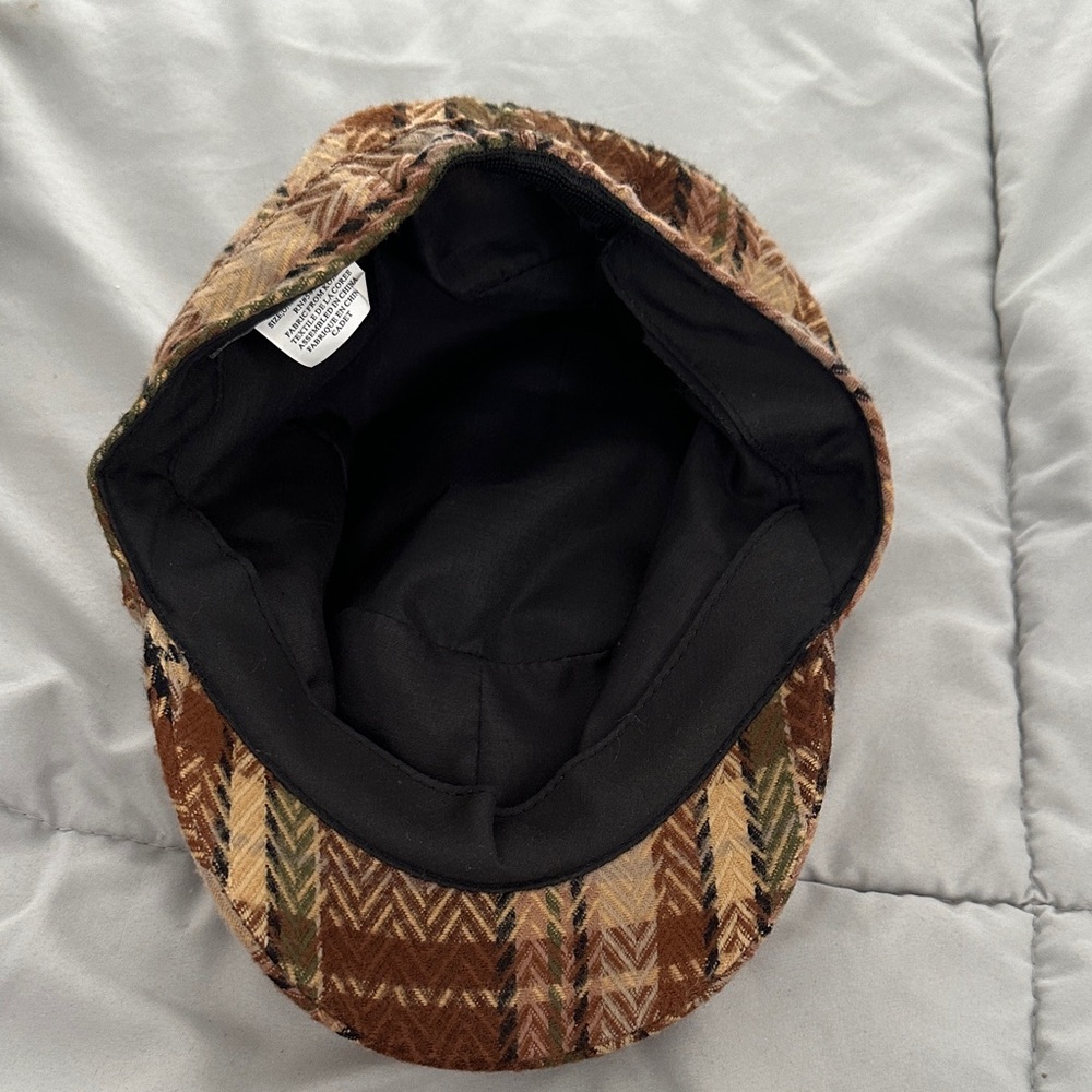 Plaid Brown Women's Hat - Picture 2 of 3